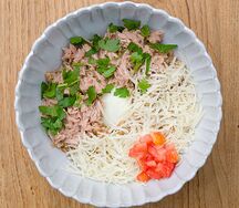 Пшеничная каша с тунцом и пашотом
