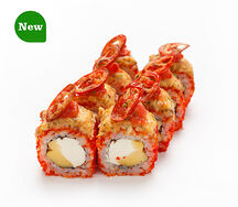 Запеченный ролл с угрем и томатной сальсой