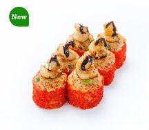 Запеченный ролл с угрем и креветкой