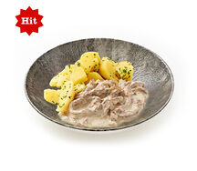 Бефстроганов с картофелем