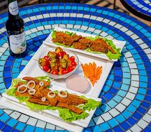 Veganic platter & ginger infused drink