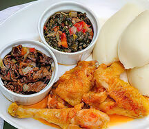 Nshima or rice with chicken