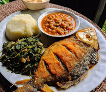 Nshima with fried fish