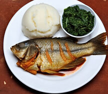 Nshima with smoked fish