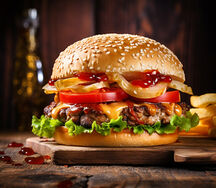 Beef or chicken burger