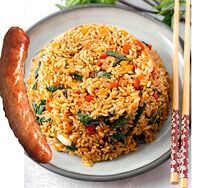Vegetable rice with legana sausage. & Coleslaw Salad