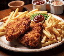 Crumfried Chicken with chips