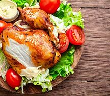 Full village chicken with salads