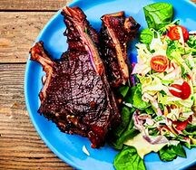 Full goat meat ribs with salads