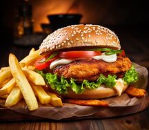 Chicken burger & chips