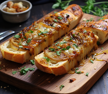 Caramelised onion garlic bread