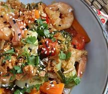 Sauté de gambas aux légumes