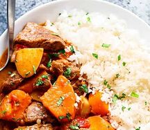 Rice with beef stew