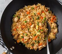 Fried rice with salad & plantain
