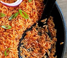 Tasty jollof rice with salad & plantain (only)