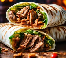 Шаурма в лаваше со свининой на углях