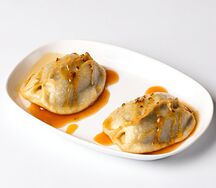 Жареные манты с мясом и тыквой