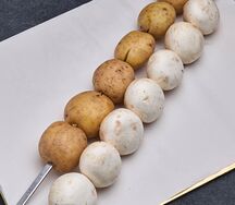 Грибы и картошка на мангале