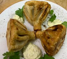 Жареные хинкали с говядиной и свининой