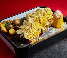 Basta size рёбра с унаги, горчичным соусом и кранч чипсами