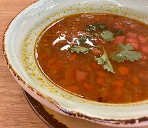Суп с говяжьими щечками
