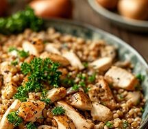 Гречка с курицей в сливочно-грибном соусе