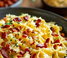 Паста с сыром и беконом 