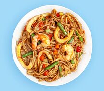 Лапша Удон с морепродуктами в соусе терияки