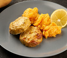 Рыбные котлетки с тыквенно-картофельным пюре