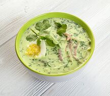 Окрошка на мацони с ветчиной из индейки