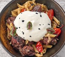 Пенне с щечками и трюфельным муссом