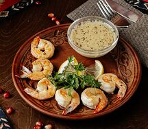 Тигровые креветки в сливочном соусе