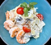 Феттуччине с креветками