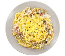 Паста Карбонара с беконом и грибами