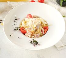 Спагетти с лососем