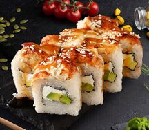 Ролл Голодный дракон с угрем вкусно шеф