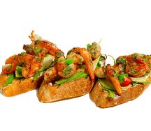 Брускетта с креветкой