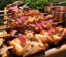Шашлык из цыплёнка с фокаччей