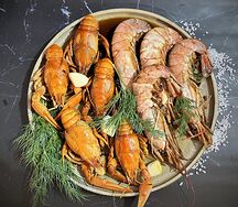 Раки и лангустины жарка микс