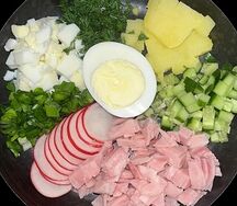 Окрошка с ветчиной