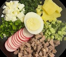 Окрошка с говяжьим языком