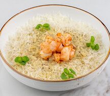 Орзо с креветками пармезаном и трюфелем 