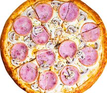 Пицца с ветчиной и грибами