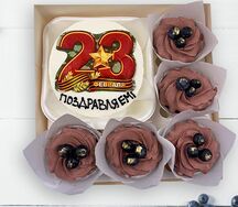 Набор бенто-торт и 5 капкейков Поздравляем с 23