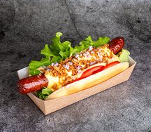 Хот-дог с луком кранч