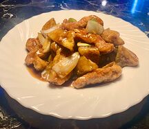 B6k курица в кляре с баклажанами