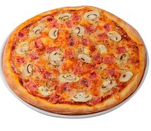 Пицца с ветчиной и грибами