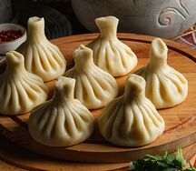 Хинкали с курицей барбекю