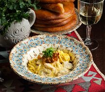 С цыпленком и грибами
