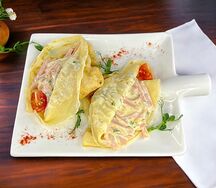 Блины с беконом и сыром